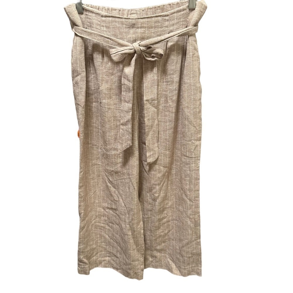 ANTHROPOLOGIE DREW Linen-Blend Pant Wide Leg Crop Tie Waist medium